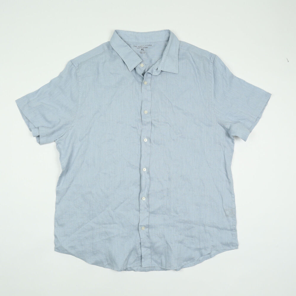 The Men's Store Linen Short Sleeve Shirt Celestial Size XL